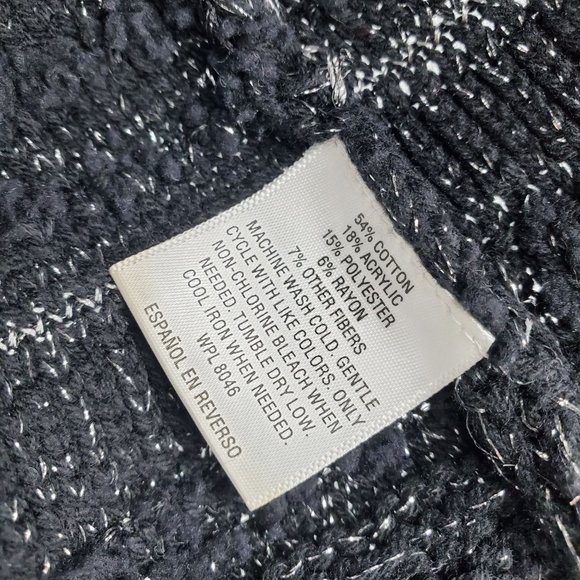 JM Collection Black Shimmer Threaded Women's Single Button Cardigan Large - Picture 6 of 8